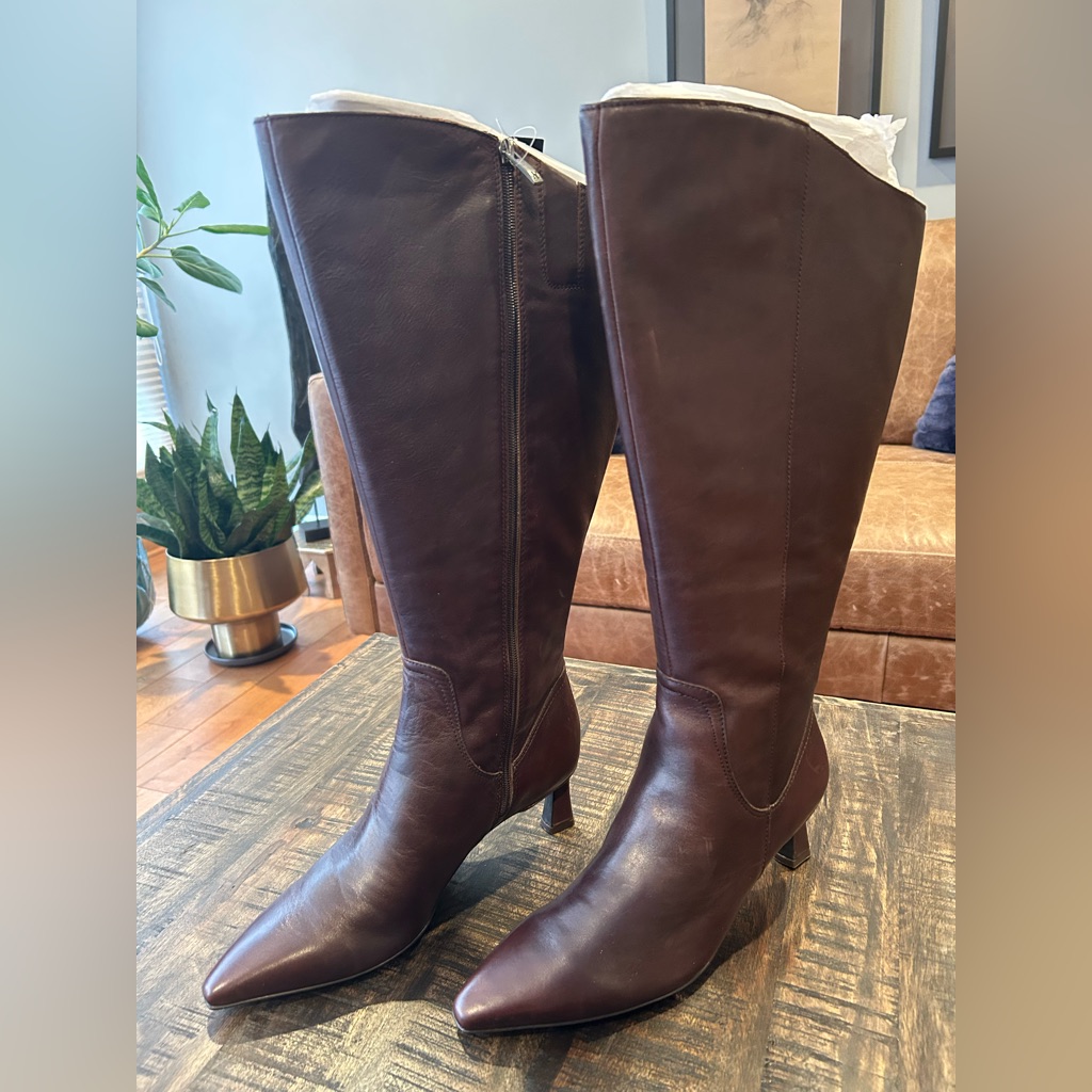Naturalizer Deesha Knee High Boots Nwt Wide Width Wide Calf Leather Brown 9 1/2